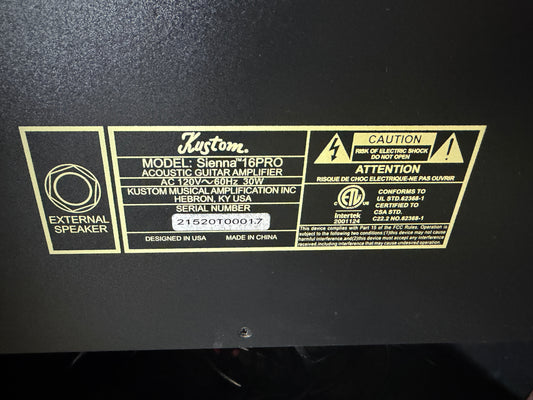 Kustom Amplification Sienna 16 Pro acoustic combo amp