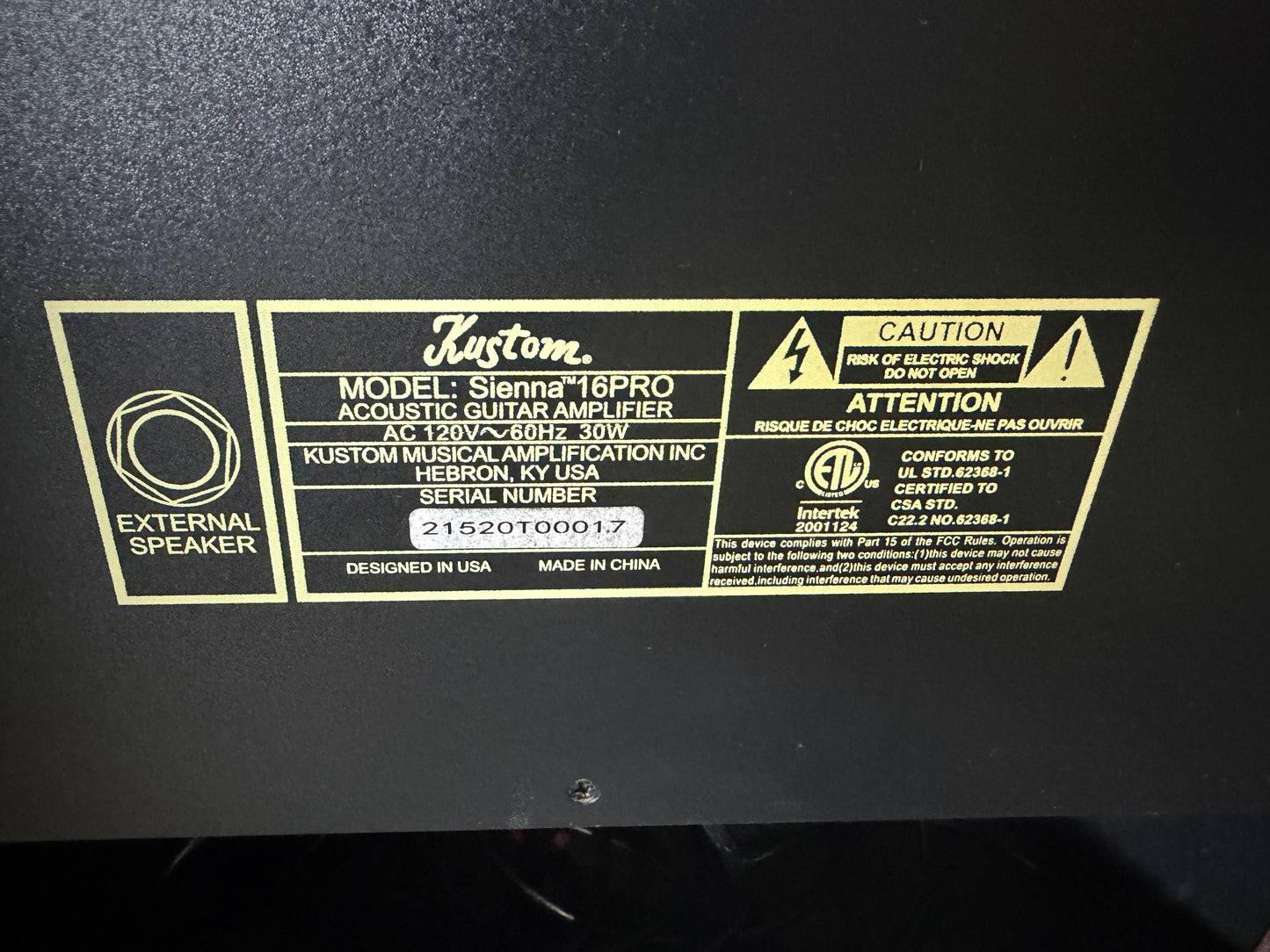 Kustom Amplification Sienna 16 Pro acoustic combo amp
