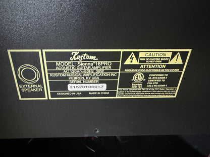 Kustom Amplification Sienna 16 Pro acoustic combo amp