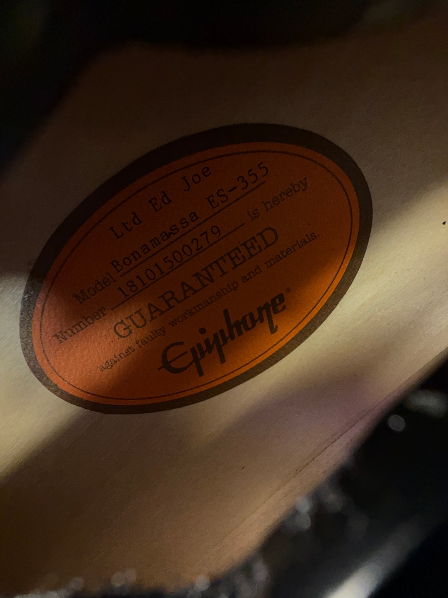 2018 Epiphone Joe Bonamassa Signature ES-355 Standard Outfit