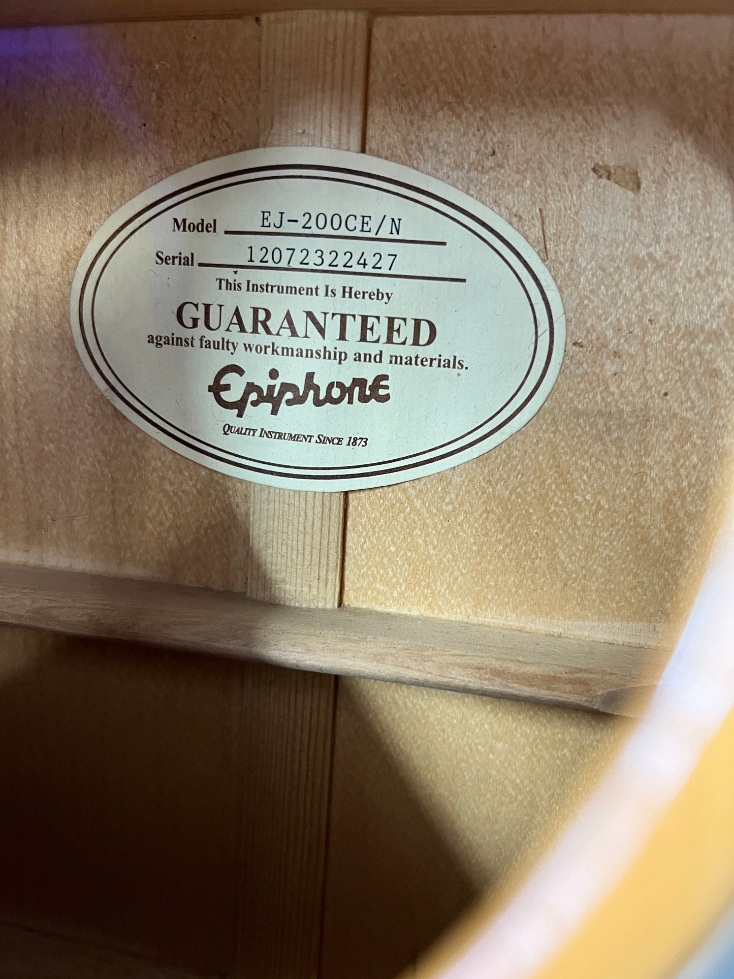 2012 Epiphone EJ-200CE Acoustic Guitar